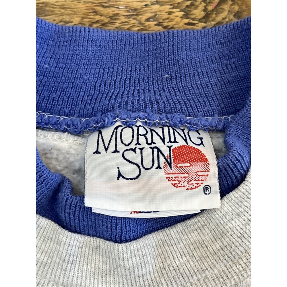 VTG 90s Blue Jay Winter Country Scene Womens M Sweatshirt Morning Sun (Flaw) - Picture 3 of 11